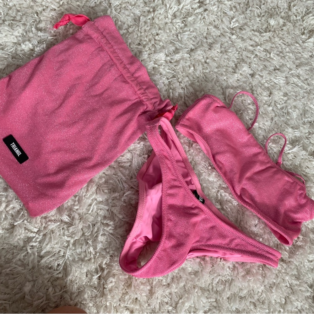 Triangl Pink sparkly bikini with bag